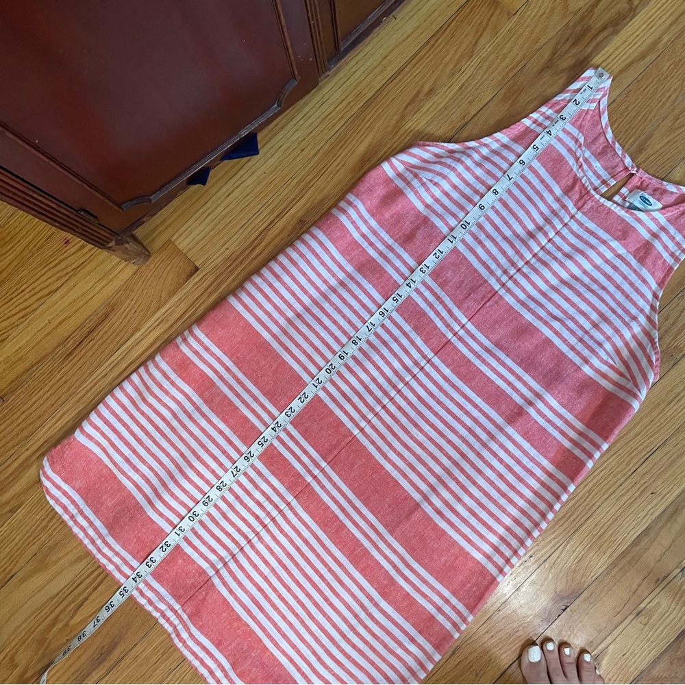 5/$25 Old Navy linen blend striped peach sheath dress - Picture 6 of 7